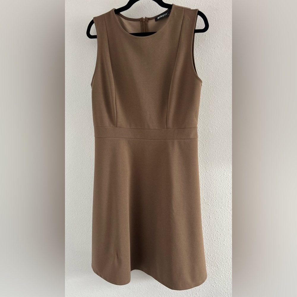 Allegra K Sleeveless A-Line Dress in Taupe